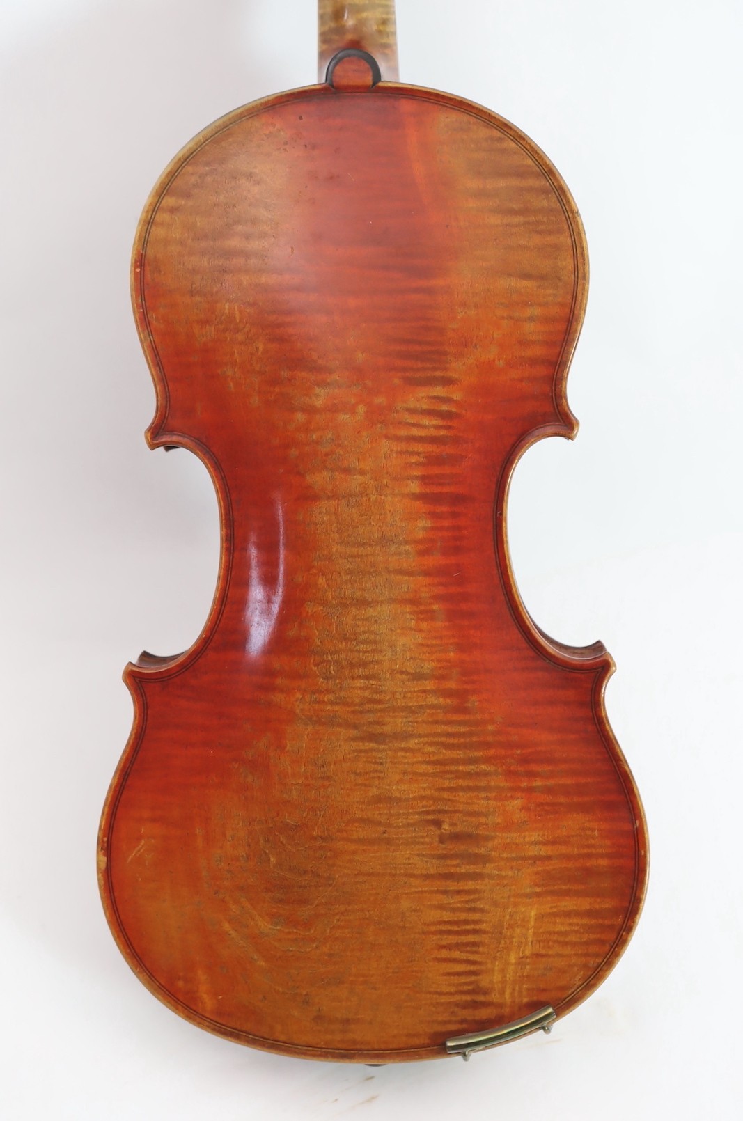 W.E.Hill & Son. An early 20th century violin bow, 74cm, violin back 37cm, overall is 59cm